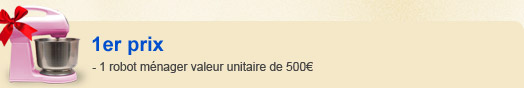 1er prix - 1 robot m�nager valeur unitaire de 500�