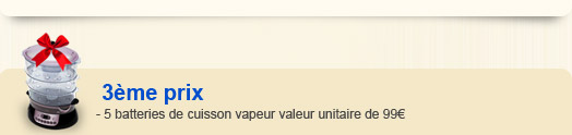 3�me prix - 5 batteries de cuisson vapeur valeur unitaire de 99�