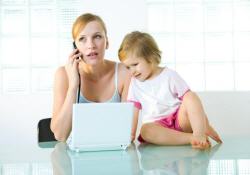 femme, b�b�, travail
