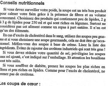 Savoir manger 2008/2009 : Jean-Michel Cohen nous indique quelle soupe choisir.