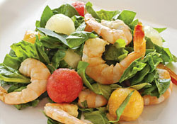 Fra�cheur de melon aux crevettes et pamplemousse rouge