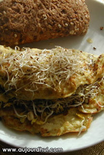 Omelette aux graines germes et jeunes pousses