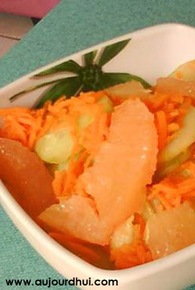 Salade de carottes/concombre et pamplemousse
