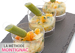 Salade de crevettes et de mangue en verrines (sans lactose)