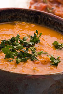 Soupe de carottes et lentilles au curry