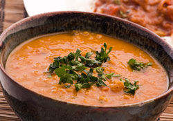 Soupe de carottes et lentilles au curry
