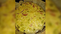 Quiche poireaux chèvre bacon miel sans pâte