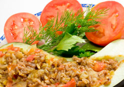Aubergine farcie tomate et riz