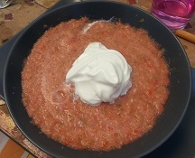Gaspacho à l'émulsion de chèvre