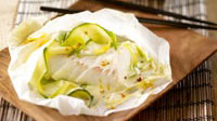 Papillote de cabillaud au lait de coco