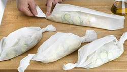 Papillote de tofu et ses tagliatelles de légumes