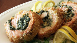 Roulé de saumon aux épinards