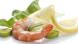 Salade de blancs de poireaux aux crevettes et à la menthe